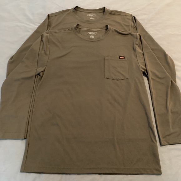 Dickies Shirt Lot Of 3 Mens Large Green Long Sleeve Pocket Workwear Tee Tagless - Picture 7 of 13